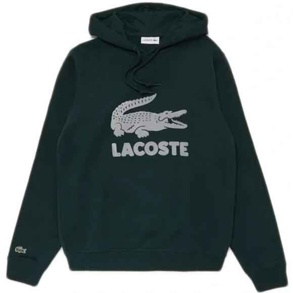 Lacoste Men's Long Sleeve Flocked Graphic Croc Hooded Sweatshirt Navy Blue 3XL - Picture 1 of 2